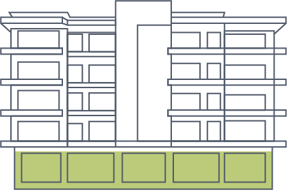 A graphic of the outline a standard building. There is a 20% green coverage coming from the bottom to show that funding efforts have reached 20% of the total.